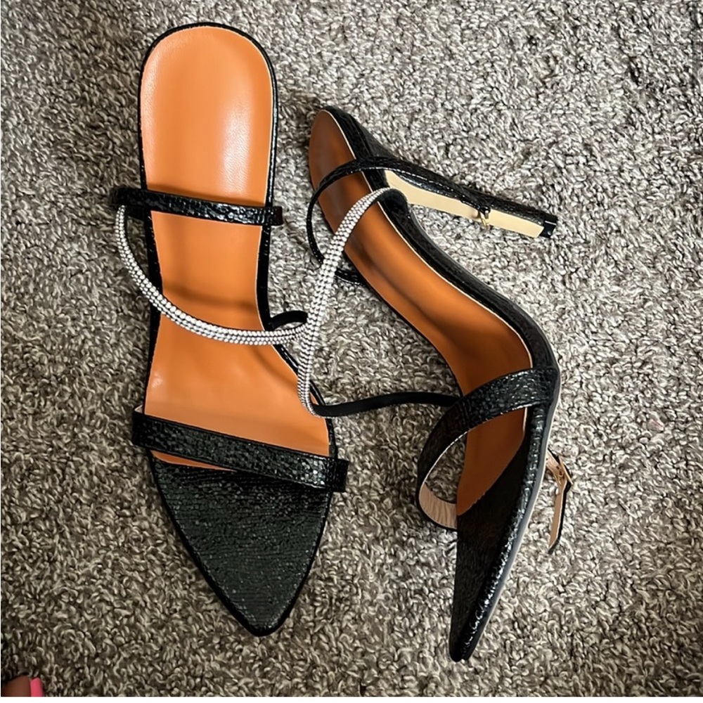 SHEIN Black Glitter Stiletto Heels